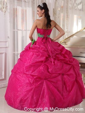 Sweetheart Handmade Flower Organza Hot Pink Quinceanera Dresses