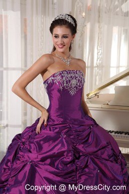 Latest Styles Beading Pick-Ups Purple Quinceanera Gowns 2013