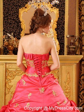 Perfectly Strapless Beading Taffeta Red Dresses for Quinceanera