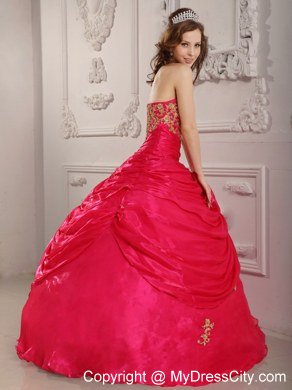 Coral Red Long Organza Strapless Dresses for Quinceanera