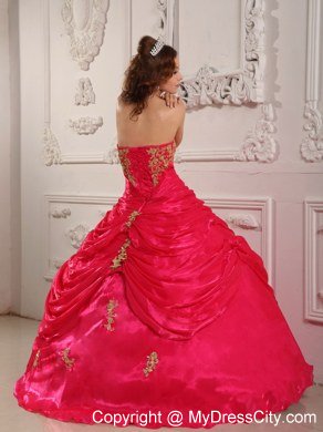 Coral Red Long Organza Strapless Dresses for Quinceanera