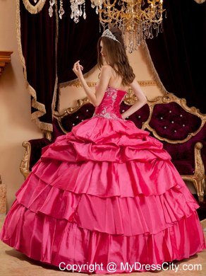 Discount Sweetheart Hot Pink Quinceanera Dress with Layers