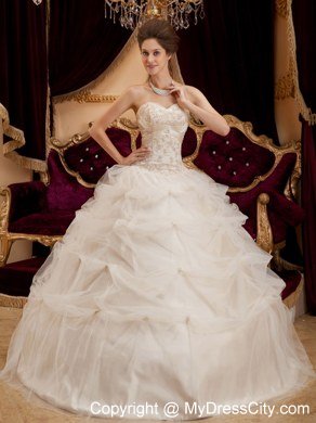 Ivory Sweetheart Satin and Organza Corset Sweet 15 Dresses