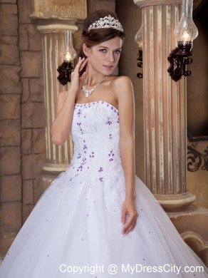 Elegant White Strapless A-line Embroidery Dresses For 2013 Summer Quince