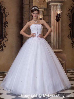 Elegant White Strapless A-line Embroidery Dresses For 2013 Summer Quince