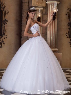 Elegant White Strapless A-line Embroidery Dresses For 2013 Summer Quince