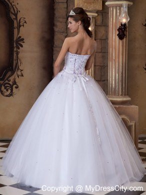 Elegant White Strapless A-line Embroidery Dresses For 2013 Summer Quince