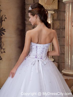 Elegant White Strapless A-line Embroidery Dresses For 2013 Summer Quince