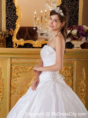 Cheap White A-line Appliques With Beading Dresses For 2013 Sweet 15