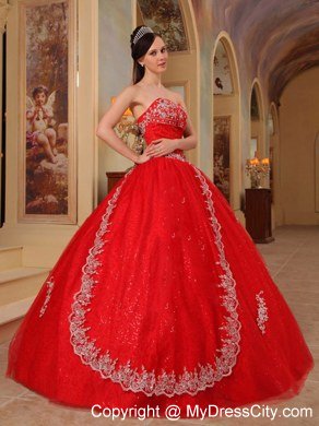 Hot Sale Appliques Strapless Organza Red Dresses For 2013 Sweet 16