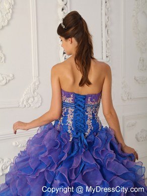 Appliques Strapless Organza Ruffles 2013 Summer Quinceanera Dresses