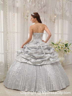 Silver Sweetheart Appliques Pleats Quinceanera Dresses For 2013