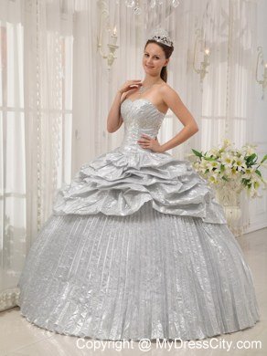 Silver Sweetheart Appliques Pleats Quinceanera Dresses For 2013