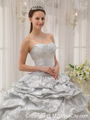 Silver Sweetheart Appliques Pleats Quinceanera Dresses For 2013