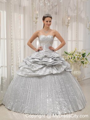 Silver Sweetheart Appliques Pleats Quinceanera Dresses For 2013