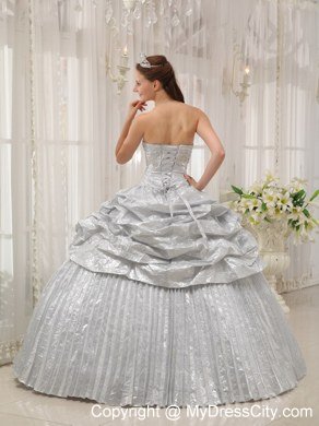 Silver Sweetheart Appliques Pleats Quinceanera Dresses For 2013