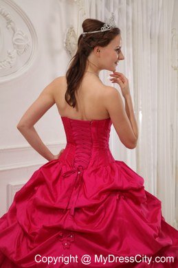 Elegant Beaded Pick Ups White and Coral Red Quinceanera Dresses