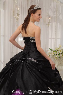 Appliques Strapless Cheap Black and Purple Quinceanera Dresses