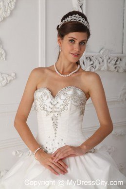 Hottest Style Sweetheart Beaded White Quinceanera Dresses With Pick Ups