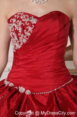 Sweetheart Appliques Ball Gown Wine Red Quinceanera Gowns