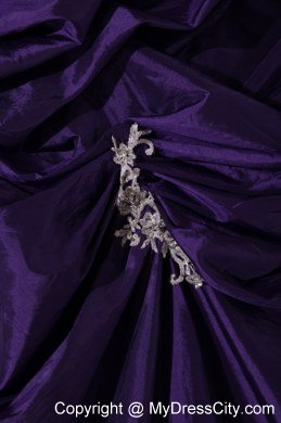 Strapless Appliques and Pick Ups Purple Quinceanera Dresses