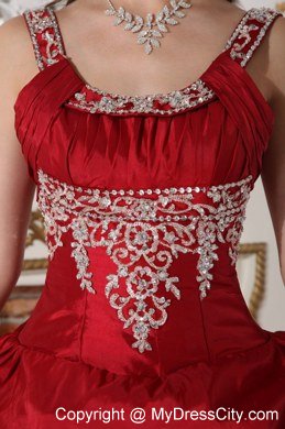 Scoop Neck Appliques Wine Red Quinceanera Gowns With Pick Ups