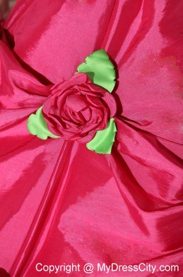 Spaghetti Straps Beaded Flowers Hot Pink 2013 Sweetheart 16 Dresses