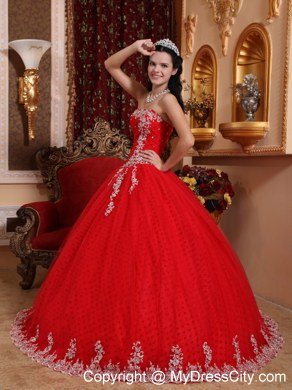 Strapless Appliques With Beading Red Quinceanera Dresses On Sale