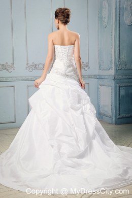 A-line Pick-ups and Appliques Strapless Wedding Anniversary Dress