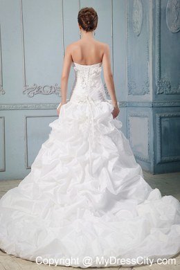 Taffeta Wedding Gowns With Hand Made Flowers and Pick-ups