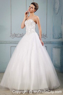 Sweetheart Princess Floor-length Appliques 2013 Wedding Dress