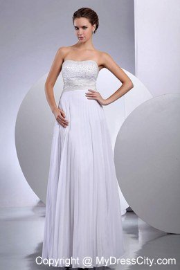 Clasp Handle Back Beading Floor-length Pleating Wedding Dresses