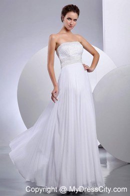 Clasp Handle Back Beading Floor-length Pleating Wedding Dresses