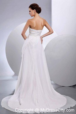 Chiffon Ruched Strapless Empire Court Train Wedding Dress For Sale