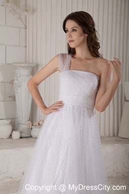 Brand New Princess point Tull One Shoulder Court Train Wedding Dress