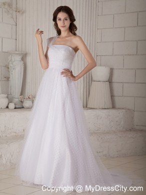 Brand New Princess point Tull One Shoulder Court Train Wedding Dress