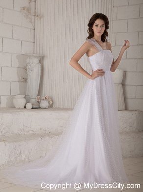 Brand New Princess point Tull One Shoulder Court Train Wedding Dress