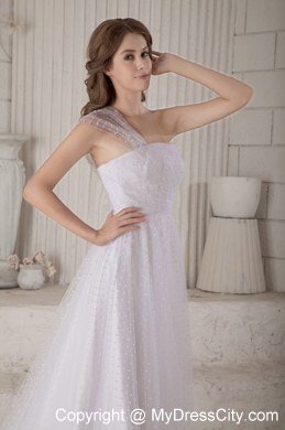 Brand New Princess point Tull One Shoulder Court Train Wedding Dress