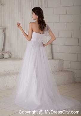 Brand New Princess point Tull One Shoulder Court Train Wedding Dress