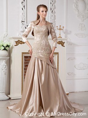 Mermaid Bodice Appliques Sweetheart Bridal Gown in Champagne