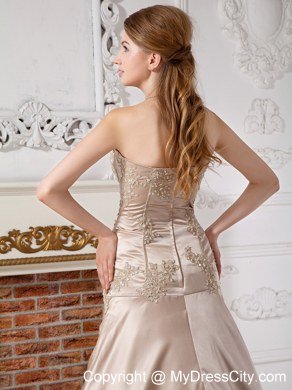 Mermaid Bodice Appliques Sweetheart Bridal Gown in Champagne