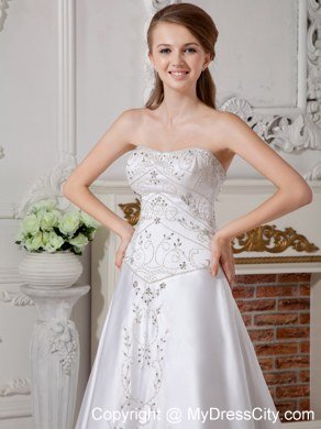 Princess Bodice Beading Embroidery Wedding Dress with Chapel Train