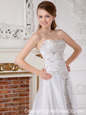 Princess Bodice Beading Embroidery Wedding Dress with Chapel Train