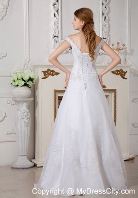 Elegant A-line Off The Shoulder Appliques Decorated Bridal Dresses