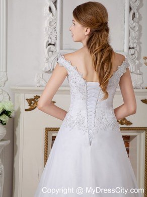 Elegant A-line Off The Shoulder Appliques Decorated Bridal Dresses