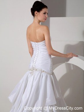 Mermaid Appliques and Ruffled Layers Sweetheart Court Train Bridal Gowns