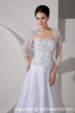 Beading Embroidery Court Train Wedding Dresses with Long Sleeves Jacket