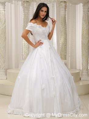 Unique Flowers Ball Gown Off The Shoulder Wedding Dresses with Petals