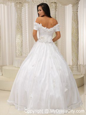 Unique Flowers Ball Gown Off The Shoulder Wedding Dresses with Petals