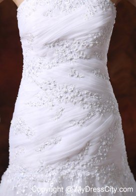 Lace Organza Court Train Strapless Church Wedding Dresses for 2013